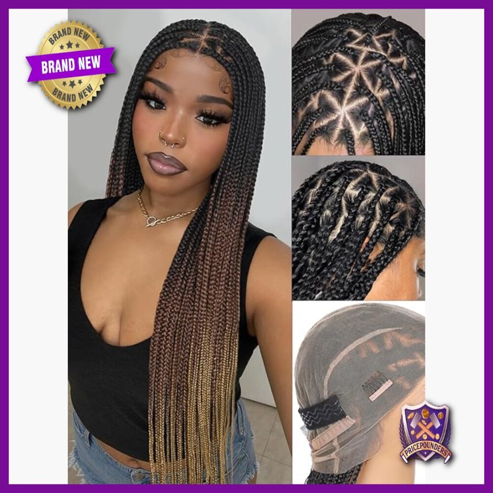 Full Lace Synthetic Box Braid Wig Knotless Braided with Baby Hair 32 Inch